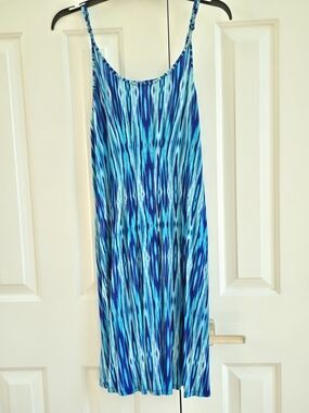 a.n.a Blue and Aqua Striped Knit Top